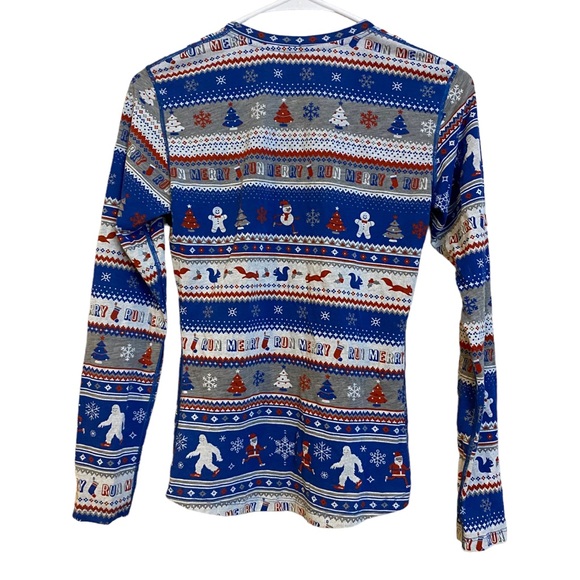 Brooks Running Christmas Holiday Fair Isle Run Merry Santa Yeti Womens Sweater - Picture 3 of 7